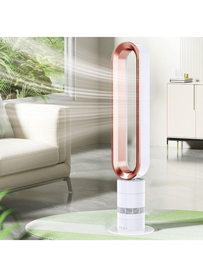 GREEN LION Rechargeable Air Cooler / Natural Wind for Pregnant Women & Babies / UK Plug Adapter / 1-10 Level Speed / DC Brushless Motor / Leafless Safe / 6200 RPM / LCD Touchscreen / Energy Saving - Gold & White - Image 2